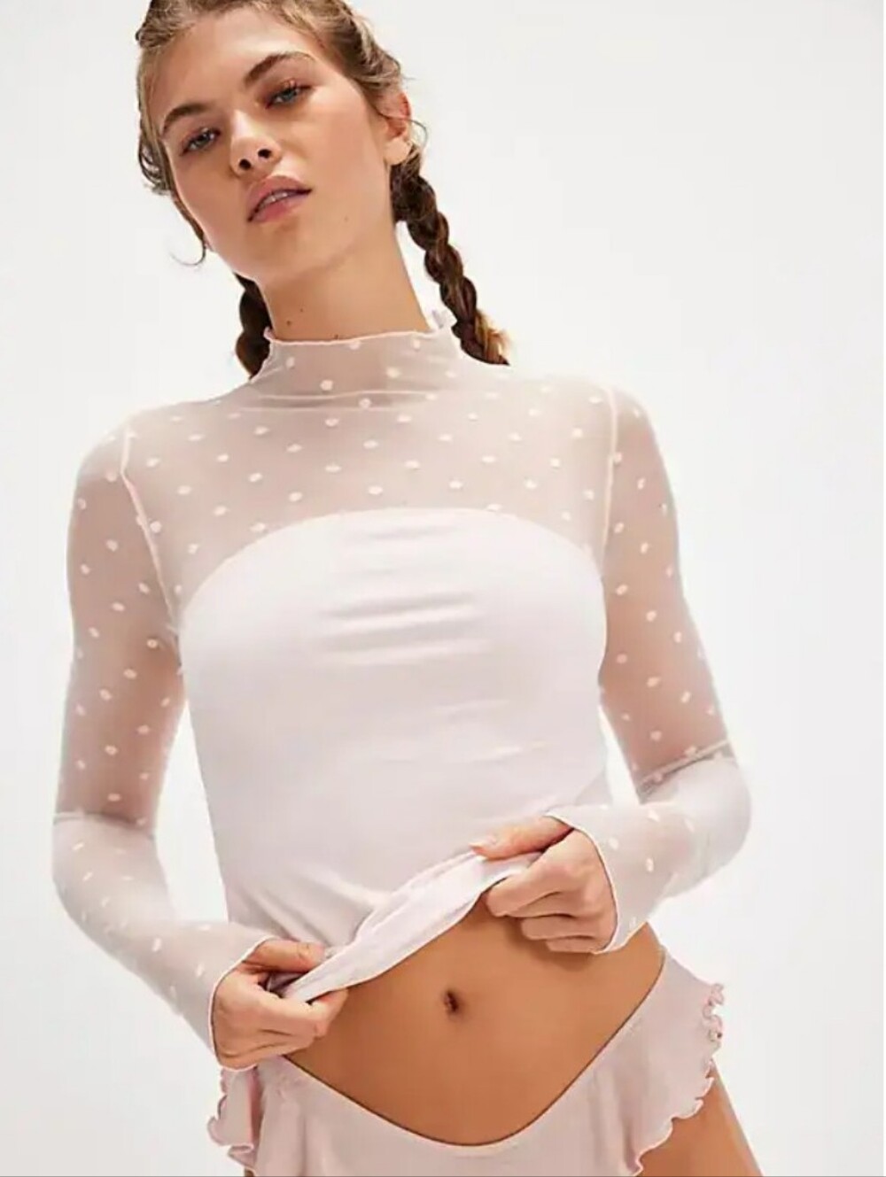 Free People Intimately On The Spot Long Sleeve Top | Apple Blossom | S | NWT